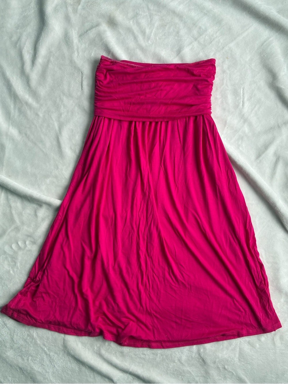 Vanilla Bay Bright Pink Strapless Dress Small | Tube Dress Ruched Top Summer